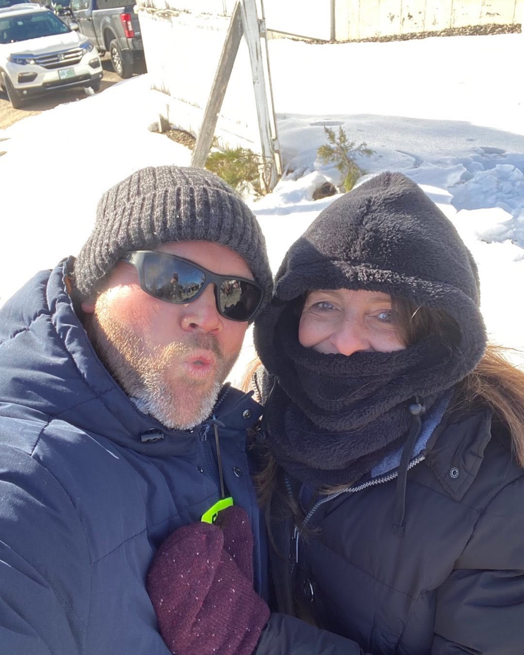 Mum and Eric in the snow